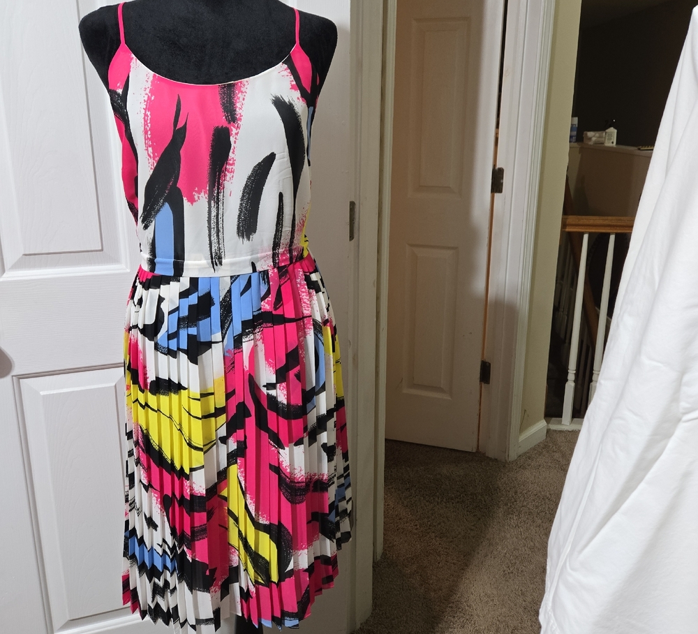 INC International Concepts Pink Black Sleeveless Midi Sundress